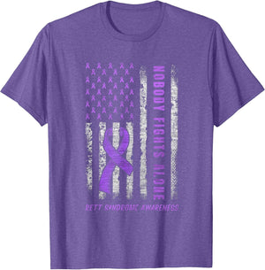 Purple Ribbon Nobody Fights Alone USA Flag Rett Syndrome