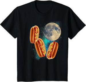 Three Hotdogs Moon Howling Funny 3 Hotdogs Howling at Moon