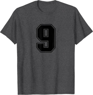 Number #9 Black Sports Fan Jersey Number
