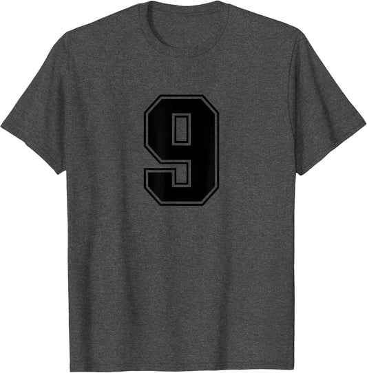 Number #9 Black Sports Fan Jersey Number