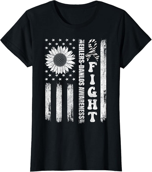 Fight Ehlers Danlos Awareness Shirts, American Flag EDS