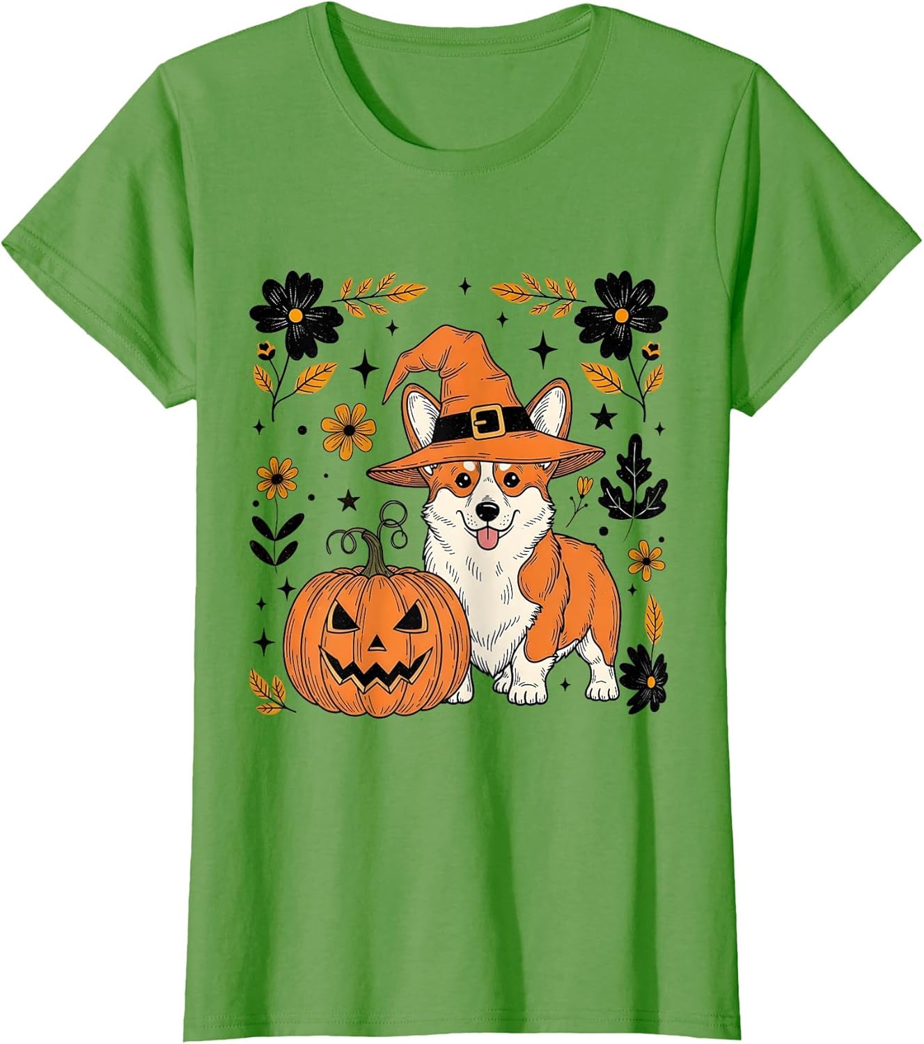 Cute Corgi Halloween Costume Pumpkin Flowers Fall