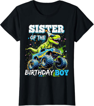 Sister of The Birthday Boy Monster Truck Dinosaur Party