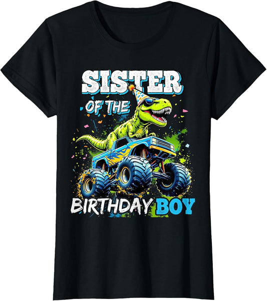 Sister of The Birthday Boy Monster Truck Dinosaur Party