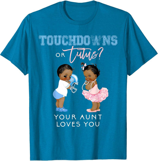 Gender Reveal Aunt Love You Shirt Touchdown Tutu Baby Shower