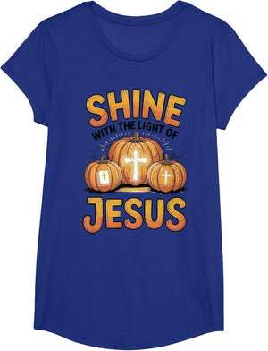 Kids Shine with The Light of Jesus Funny Christian Halloween