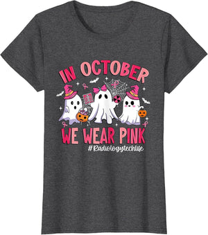 in October We Wear Pink Radiology Tech Life Breast Cancer