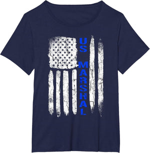 Thin Blue Line Flag American U.S. Marshal Shirt
