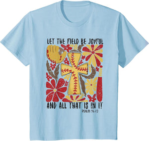 Retro Let The Field Be Joyful Game Day Softball Christian