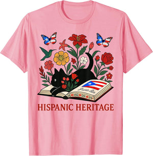 Puerto Rico Hispanic Heritage Month Book Cute Floral Cat Art