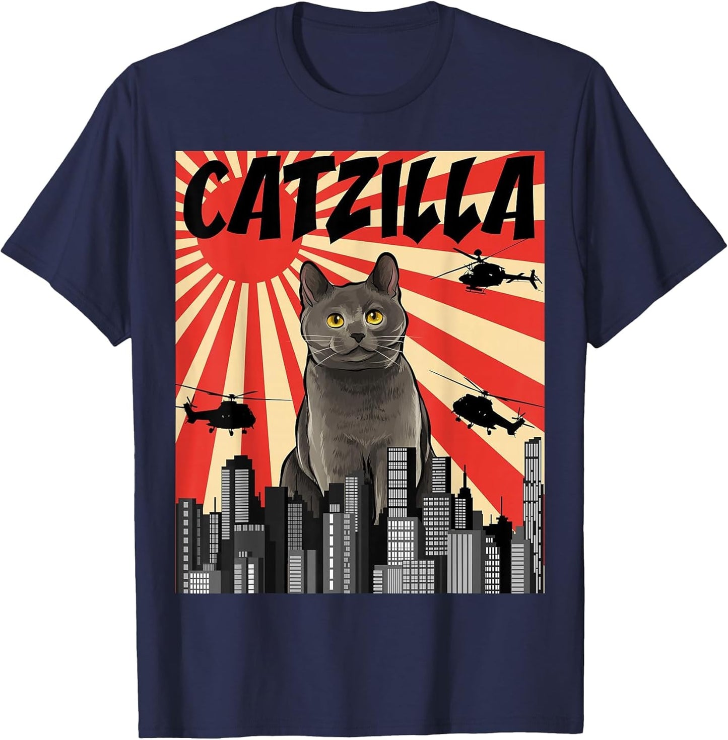 Funny Retro Japanese Catzilla Chartreux Cat