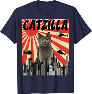 Funny Retro Japanese Catzilla Chartreux Cat