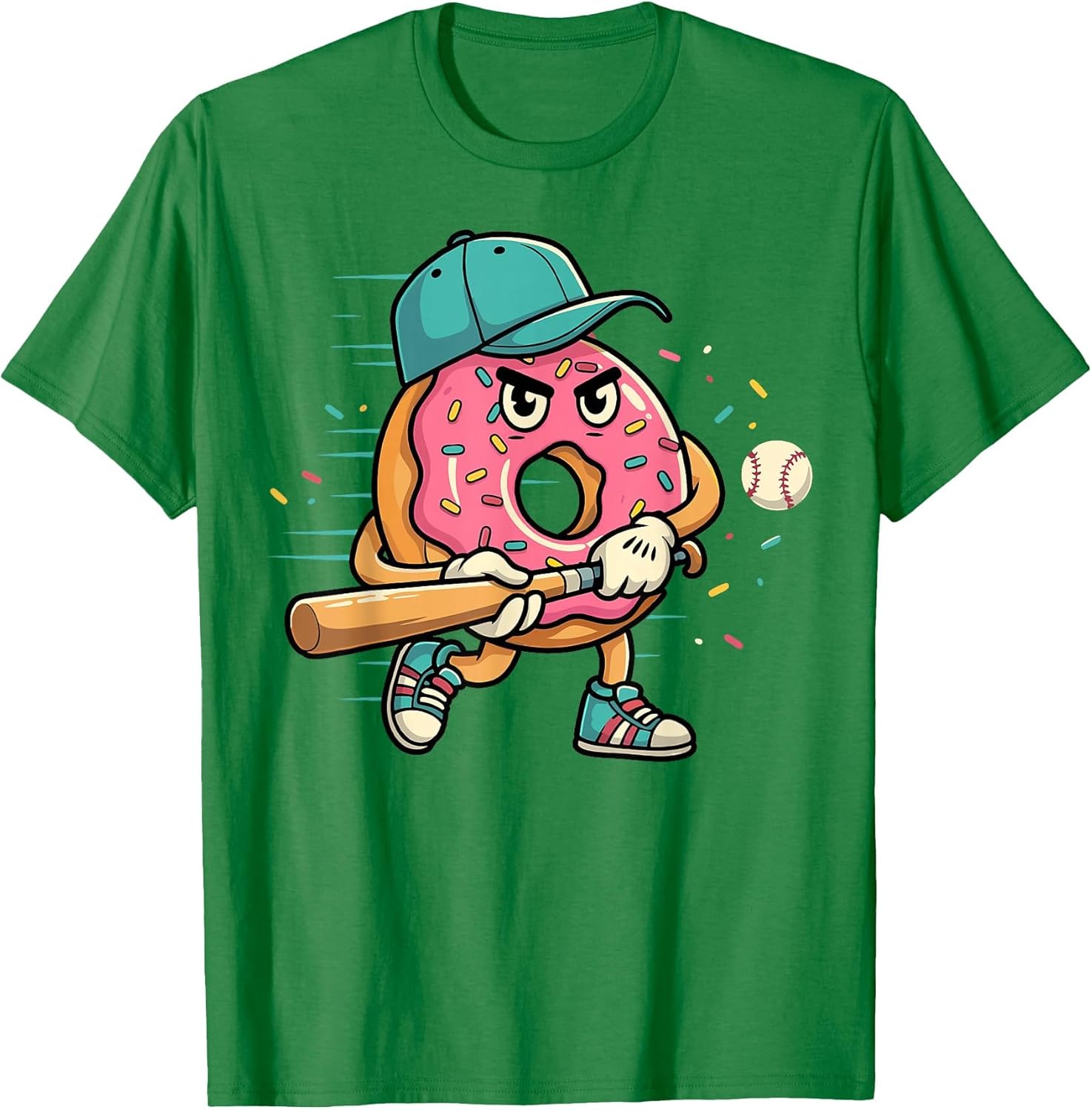 Donut Playing Baseball Dessert Food Lover Sports Fan Player