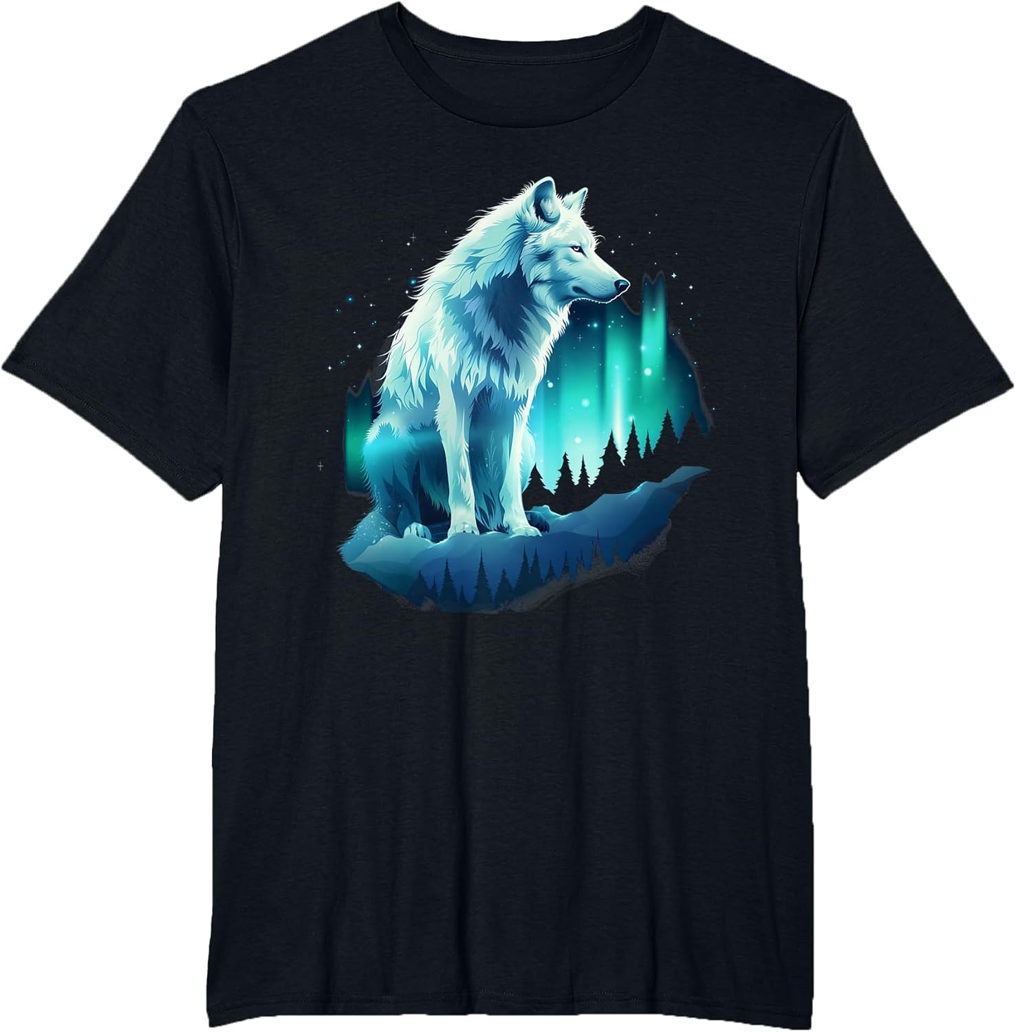 Wolf Northern Lights Alaska Arctic Up North White Wolf Lover