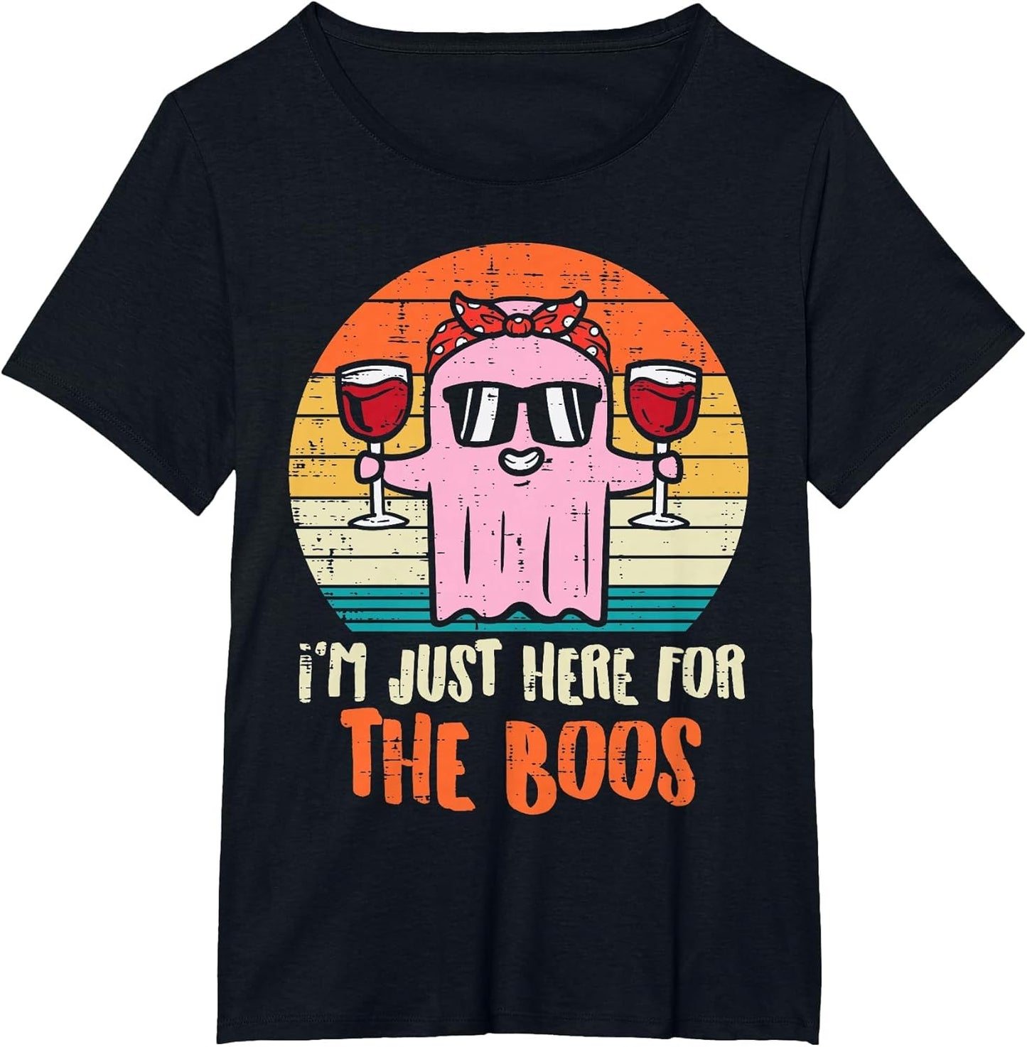 Im Just Here for The Boos Ghost Wine Retro Halloween Women