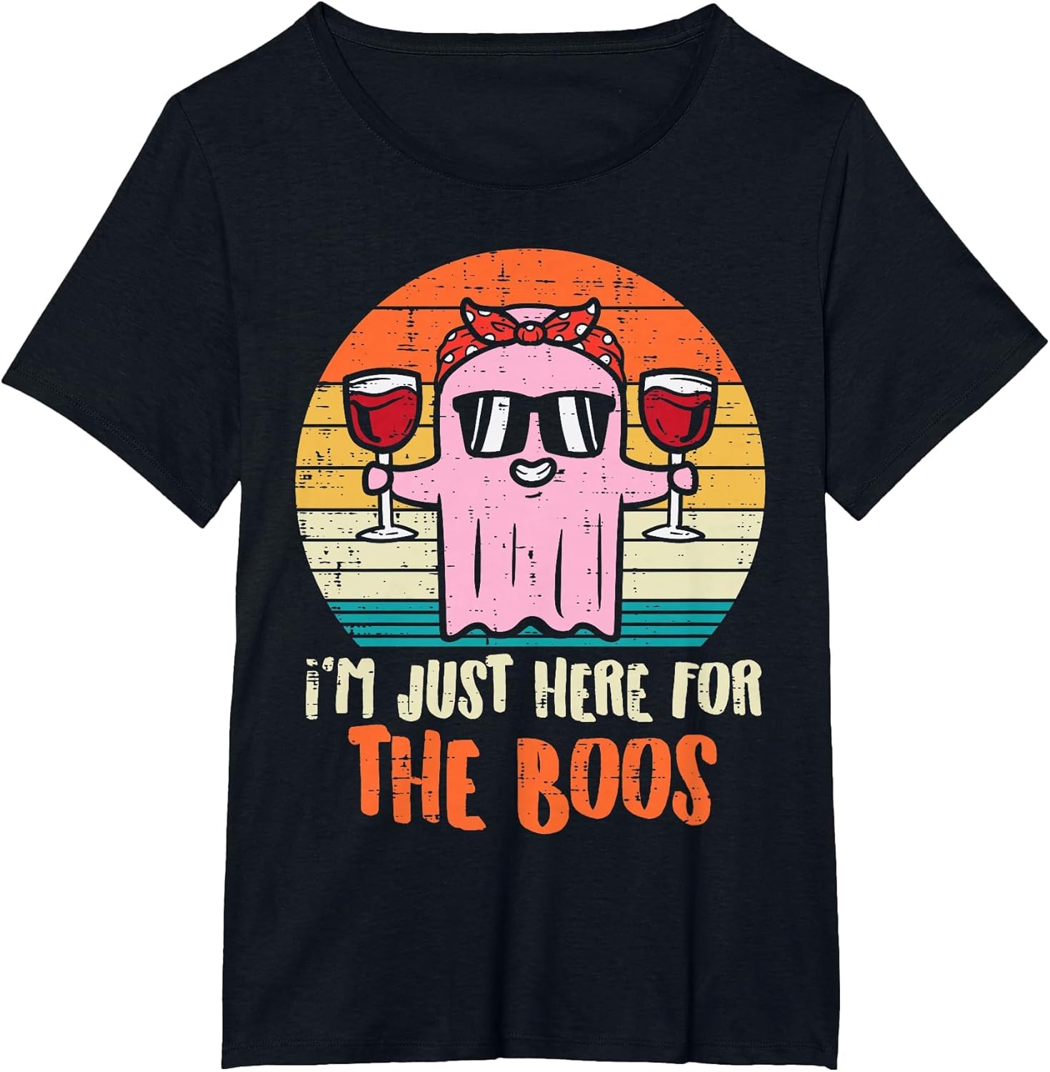 Im Just Here for The Boos Ghost Wine Retro Halloween Women