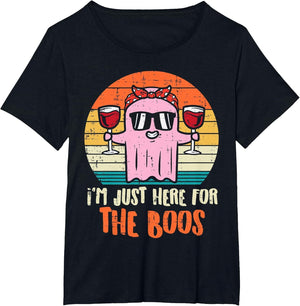 Im Just Here for The Boos Ghost Wine Retro Halloween Women
