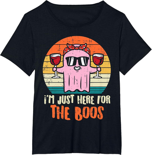 Im Just Here for The Boos Ghost Wine Retro Halloween Women
