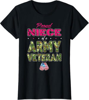 Proud Niece of A Army Veteran US Flag Camo Military Child