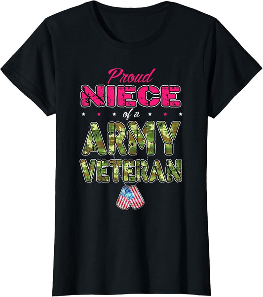 Proud Niece of A Army Veteran US Flag Camo Military Child
