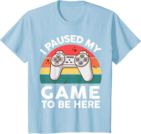 Funny I Paused My Video Game to Be Here Kids Youth Boy Gamer