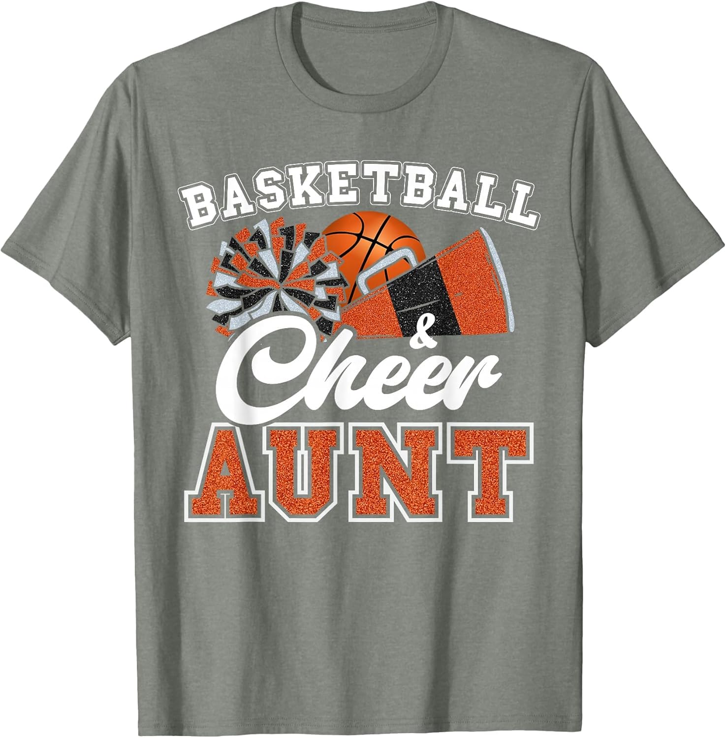 Proud Basketball & Cheer Aunt Cheerleader Niece Orange