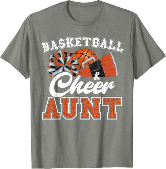 Proud Basketball & Cheer Aunt Cheerleader Niece Orange