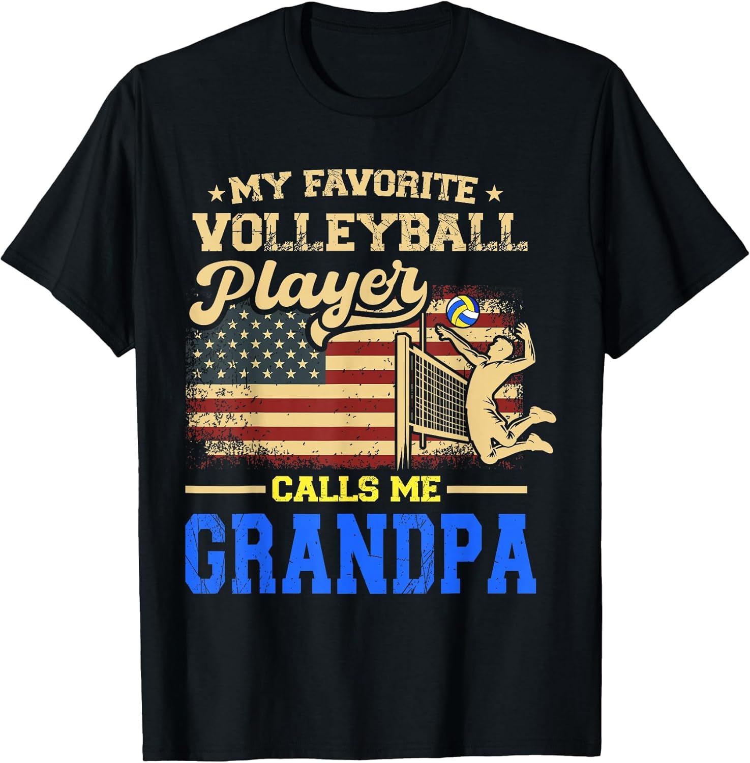 My Favorite Volleyball Player Calls Me Grandpa US Flag