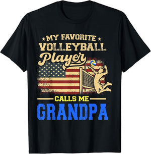 My Favorite Volleyball Player Calls Me Grandpa US Flag