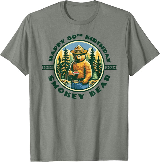 Happy 80th Birthday Smokey Bear 1944-2024 Retro Cupcake