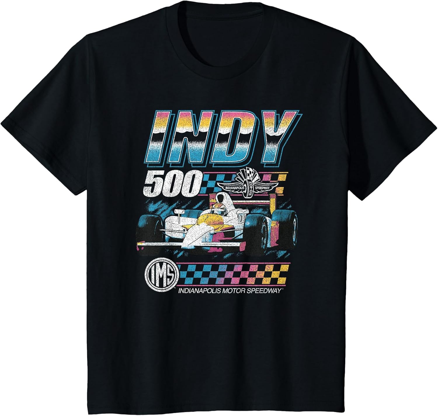 Indy 500 Indianapolis Motor Speedway Distressed Chrome Neon