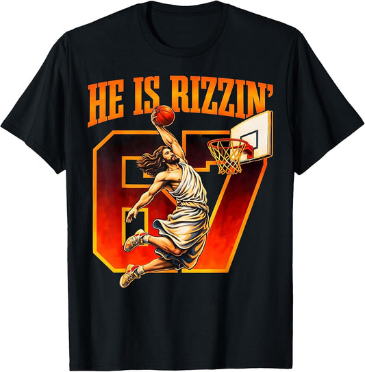 He is Rizzin 67 Funny Basketball Faith Gift Boy Kids