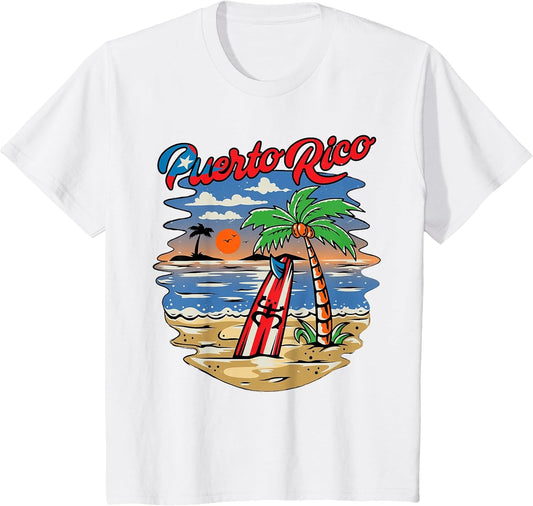 Puerto Rico Beach Puerto Rican Flag Retro Vintage 70s Sunset