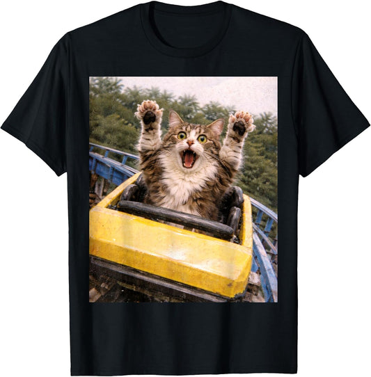 Funny Cat Roller Coaster Silly Meme Domestic Longhair