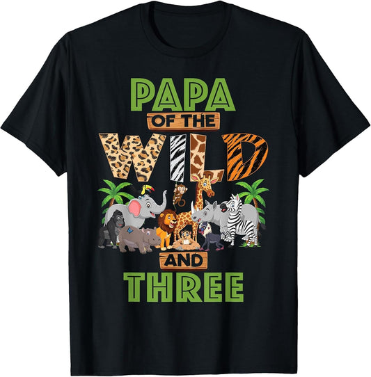 3rd Birthday Zoo Safari Jungle Papa of The Wild and Three