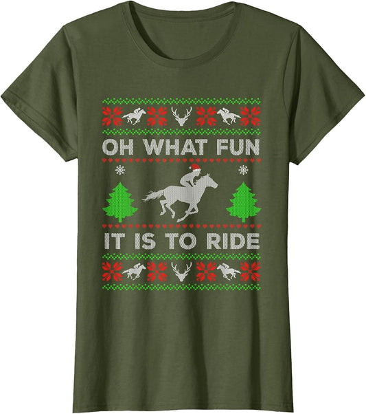 Oh What Fun it is to Ride Horse Ugly Santa Christmas