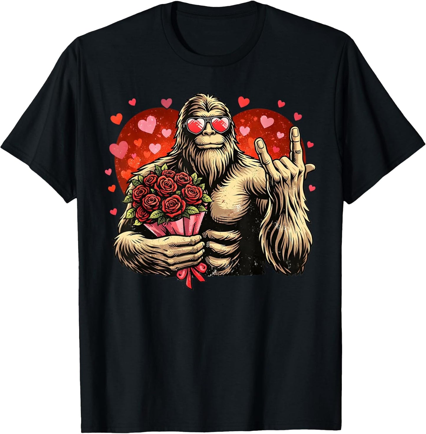 Funny Valentines Day Bigfoot Heart Sasquatch Men Boys Kids