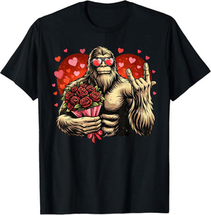 Funny Valentines Day Bigfoot Heart Sasquatch Men Boys Kids