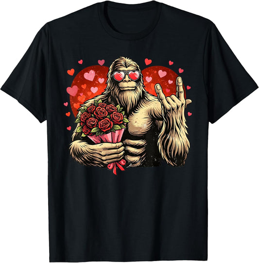 Funny Valentines Day Bigfoot Heart Sasquatch Men Boys Kids