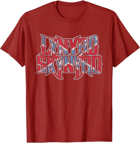 Lynyrd Skynyrd Vintage Logo Rock Biker US Flag Southern