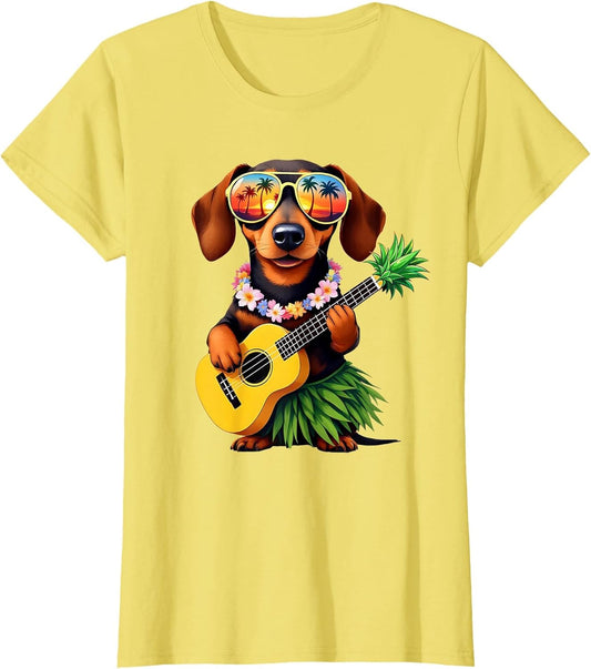 Hawaiian Dachshund Dog & Pineapple Ukulele Summer Vacation