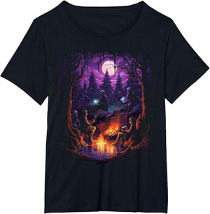 Vintage Ghost and Skeleton by Fire Camping Gothic Halloween
