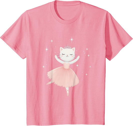 Ballerina Cat Princess Shirt Ballet Dance Toddlers Girls