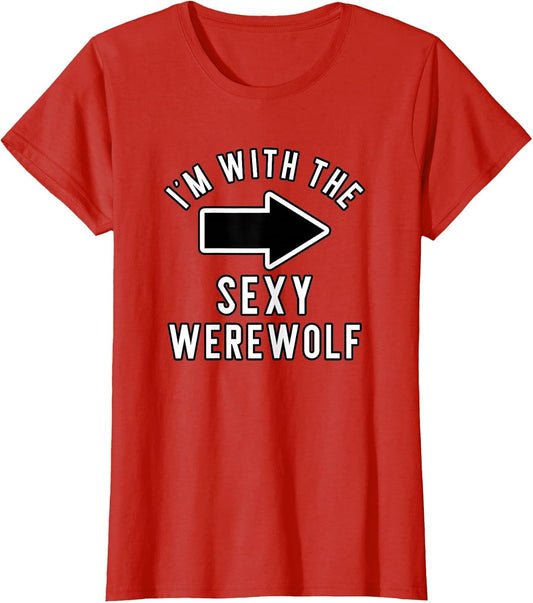 Couples Halloween Costume Shirts I'm with The Sexy Werewolf