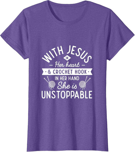 with Jesus in her Heart Crochet Hook Unstoppable Crochet