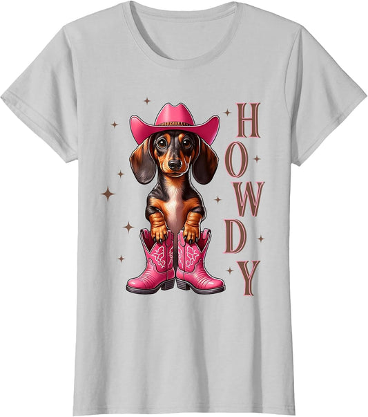 Howdy Dachshund Cowboy Western Dog Cowgirl Women's Girl's