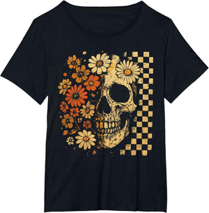 Floral Skull Grunge Retro Aesthetic Design