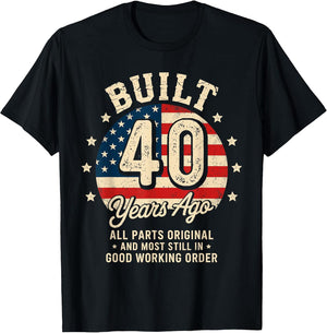 Built 40 Years Ago Funny 40th Birthday Vintage USA Flag Gift
