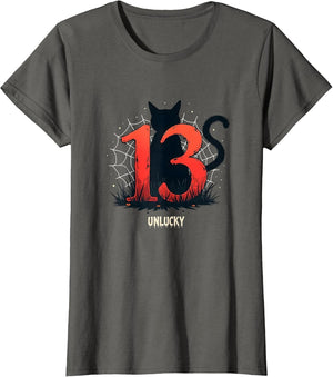 Halloween Minimalist Abstract 13 Unlucky Black Cat , Women, Asphalt Grey, X-Large
