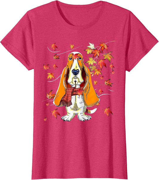 Maple Dog Leaf Fall Hello Autumn Funny Basset Hound Lover